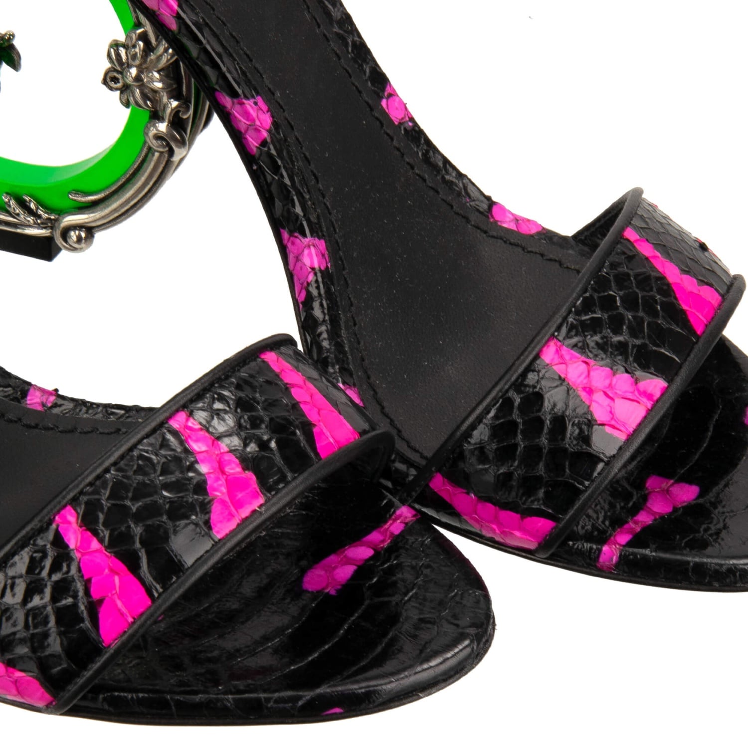 DOLCE & GABBANA DG Baroque Logo Snake High Heel Sandals Pumps